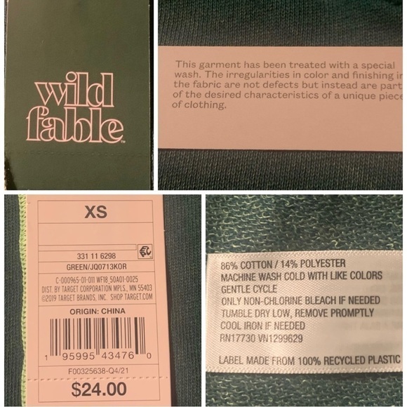NWT 3pc Bundle WILD FABLE Hoodie Top Sweatshirt Pink Orange Green Junior XS NEW - Picture 12 of 16